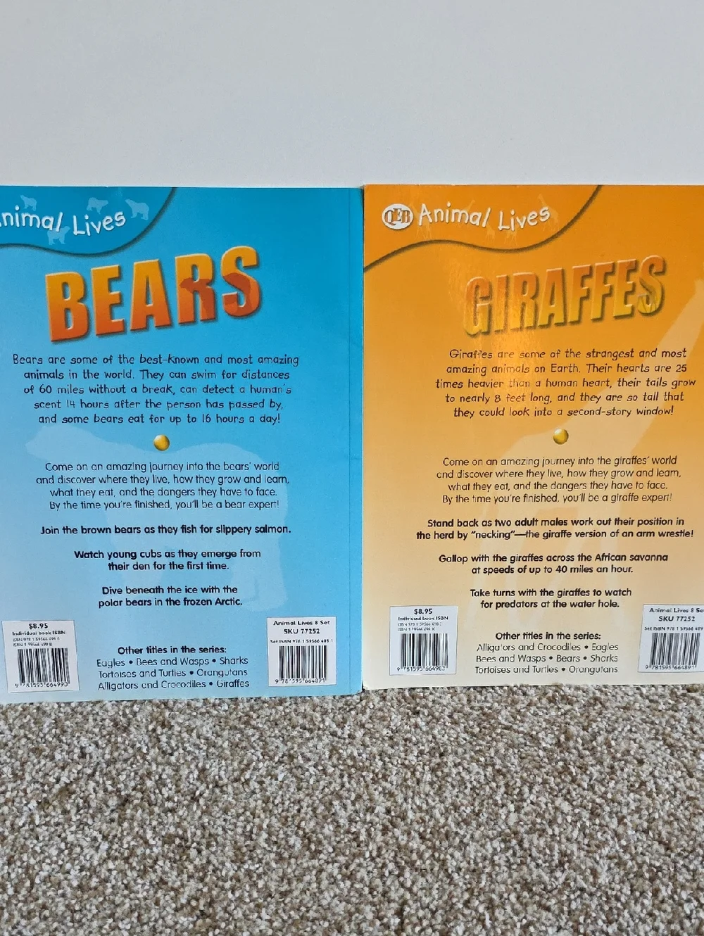 Children's Animal Book Set Dangerous Animals, Elephants, Bears, Giraffes, Rhinos